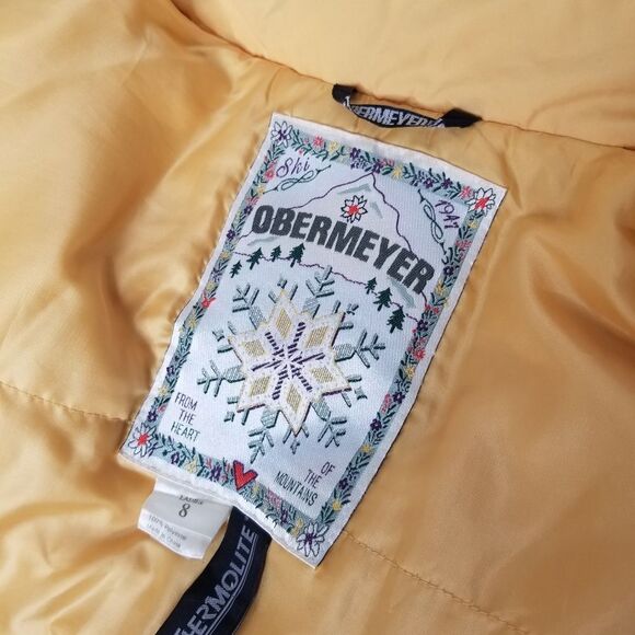 Obermeyer Parka Jacket Womens 8 Thermolite Detachable Hood Storm Flaps Yellow - Picture 11 of 15